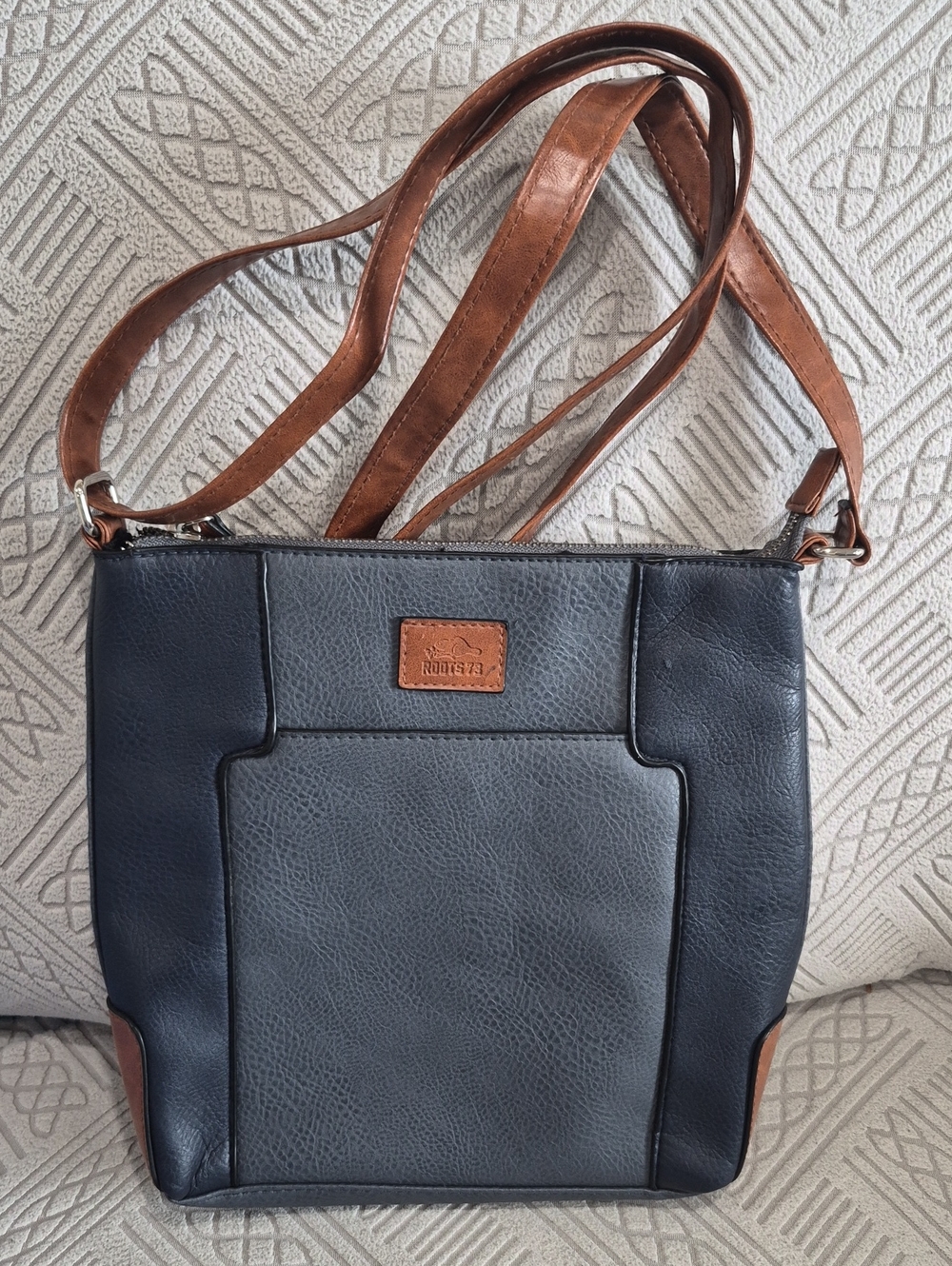 Roots 73 Crossbody Shoulder Bag Blue & Tan - Great Condition!